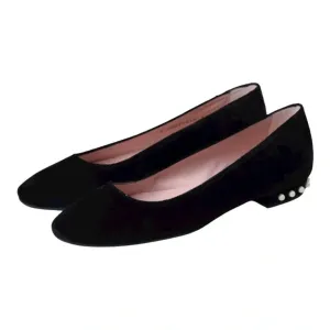 47574 - Black Velvet Flats for Teen/Women by Pretty Ballerinas