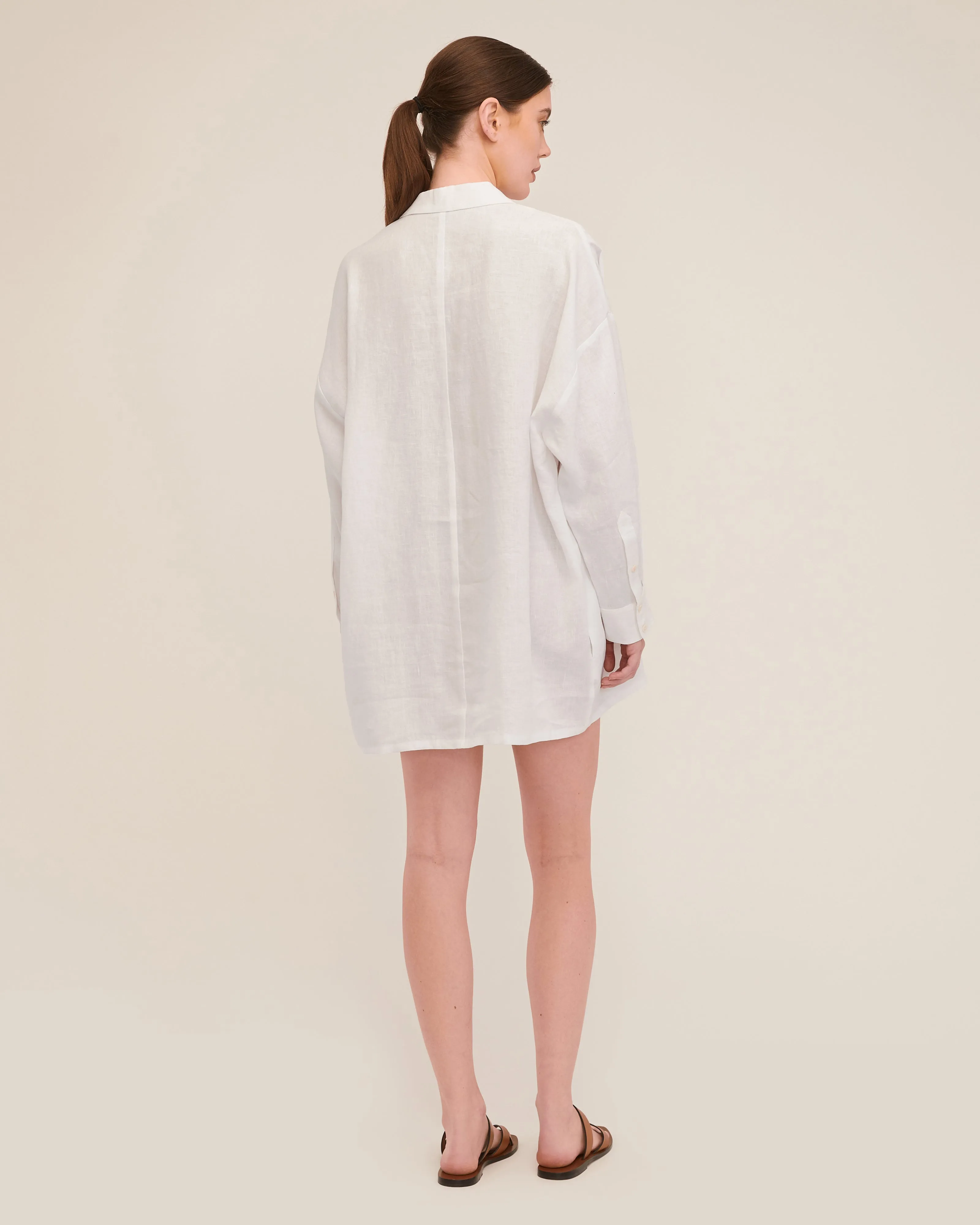 Amanda Blazer Linen Tunic in White