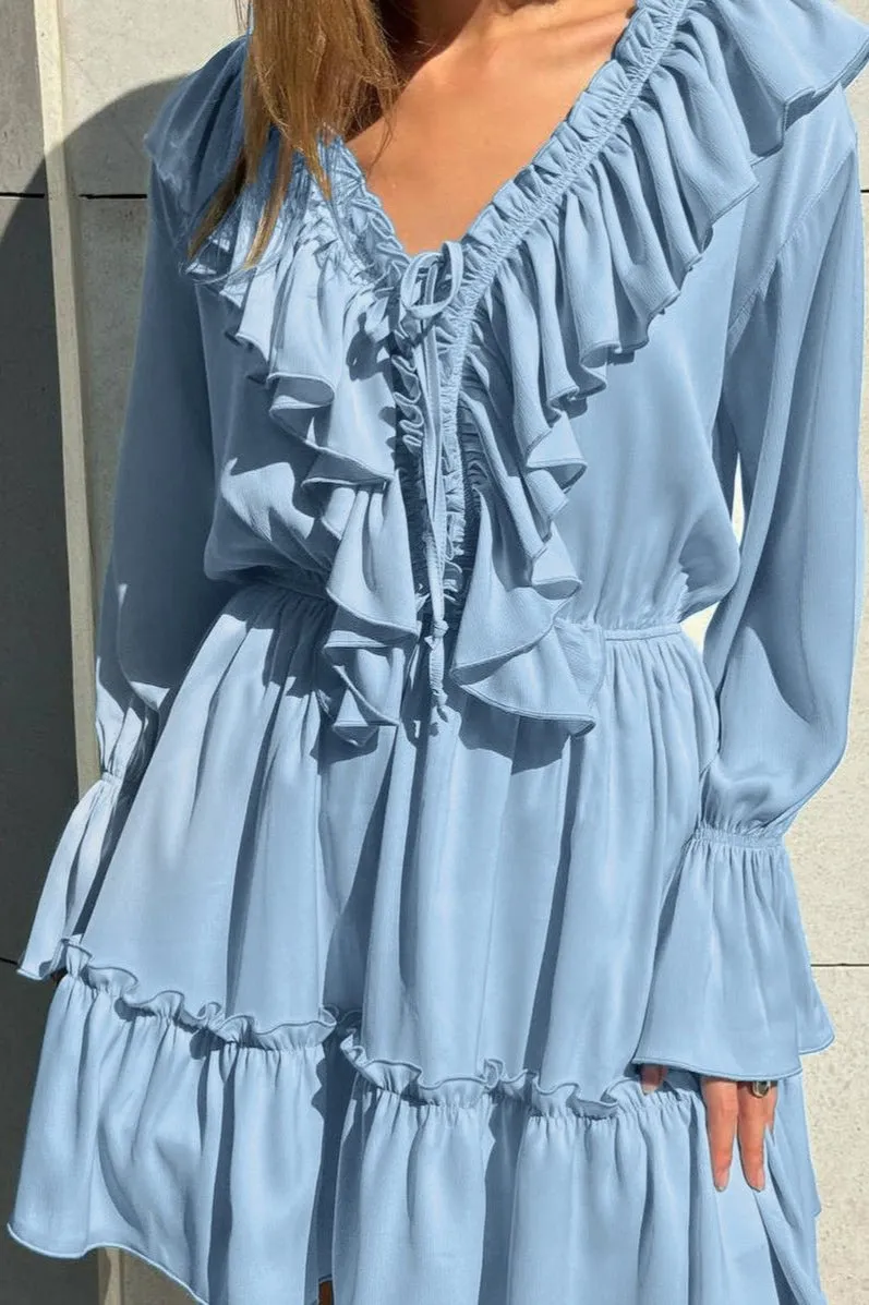 Amelia Breeze - Ruffle Long Sleeve Mini Dress