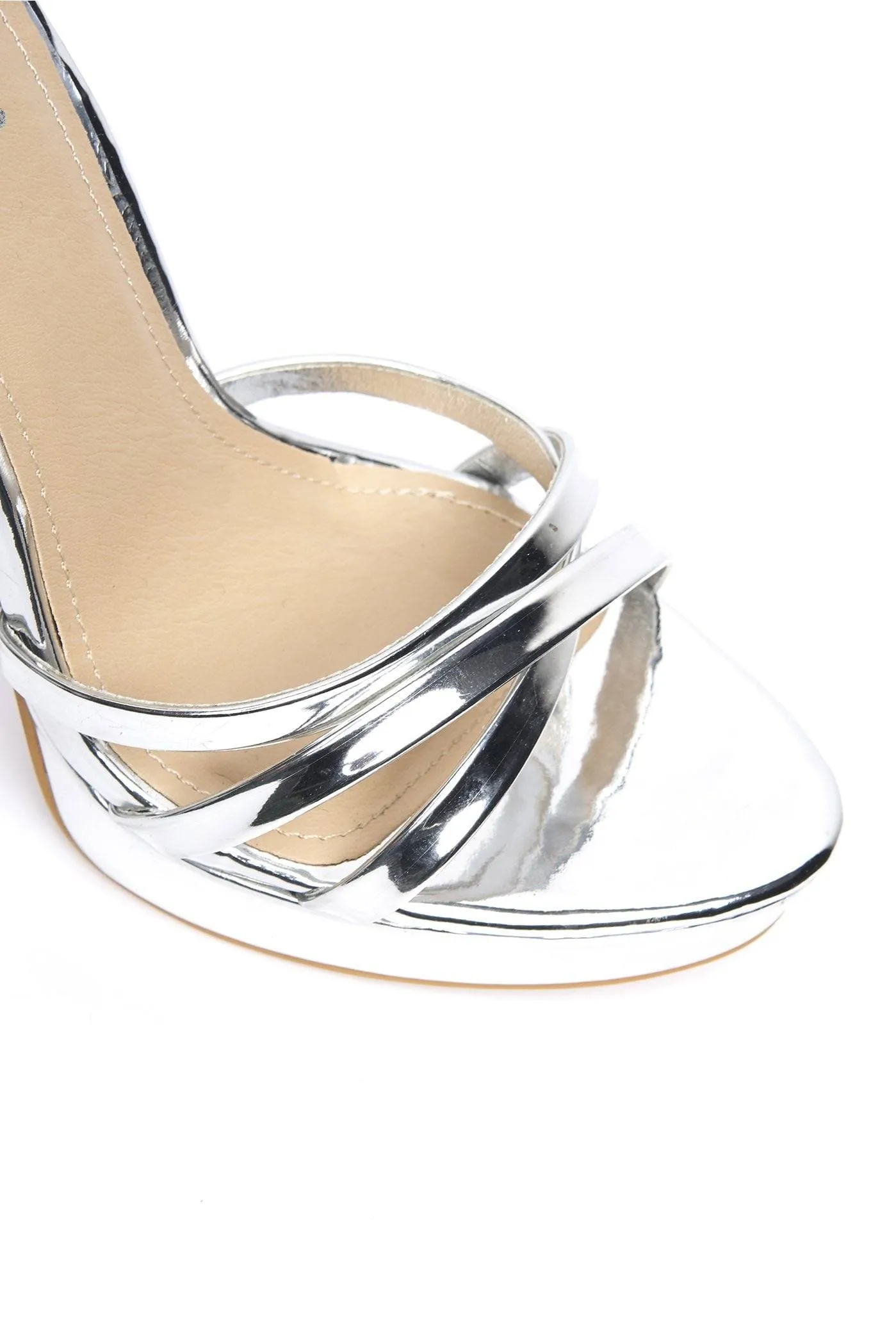 Amelia Crossover Strap Platform Sandal in Silver