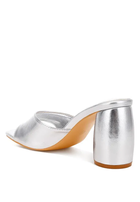 Be Easy- Shiny Silver Mules