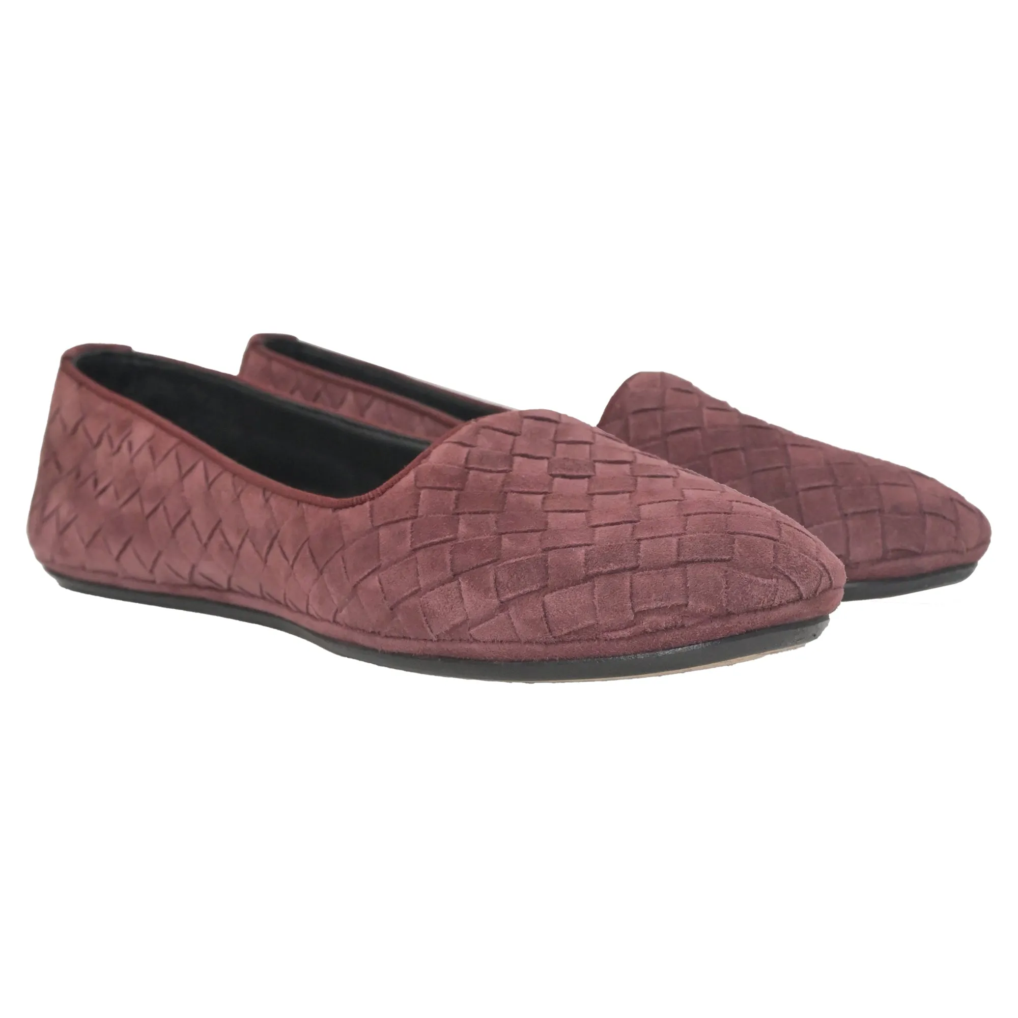 Bottega Veneta Intrecciato Ballet Flats in Purple Leather