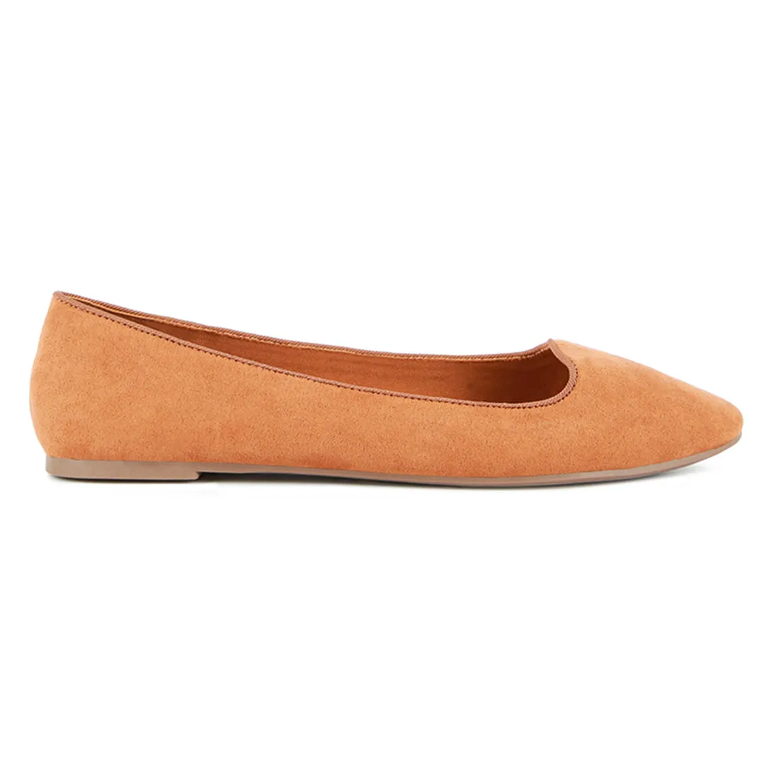 Camel Microfiber Casual Ballerinas