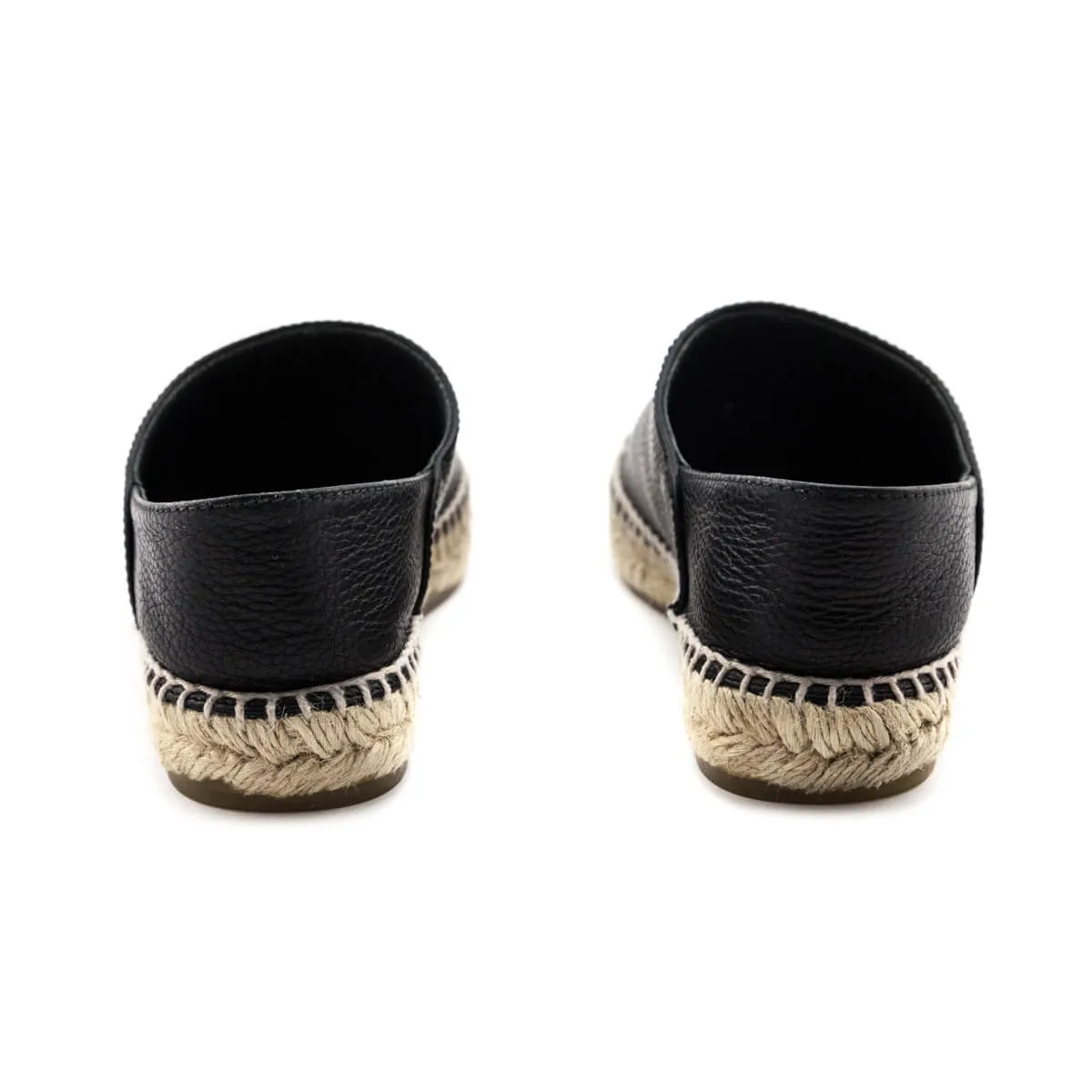 Chanel Black Leather CC Logo Espadrilles Size US 6 | EU 36