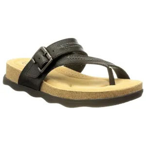 Clarks Brynn Madi Black Leather Flip Flops (Women's)