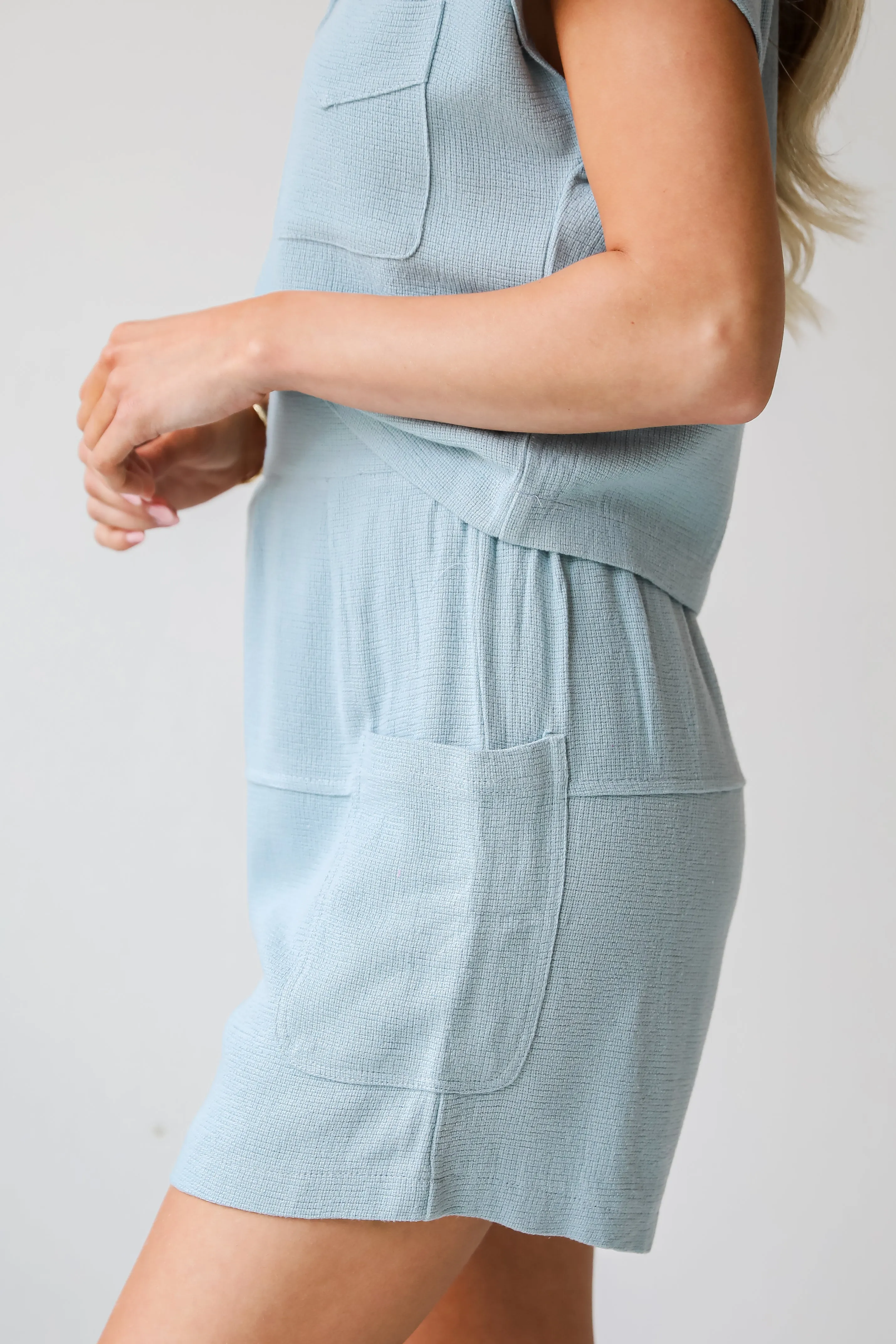 FINAL SALE - Sunny Destiny Dusty Blue Linen Shorts - DU DEAL