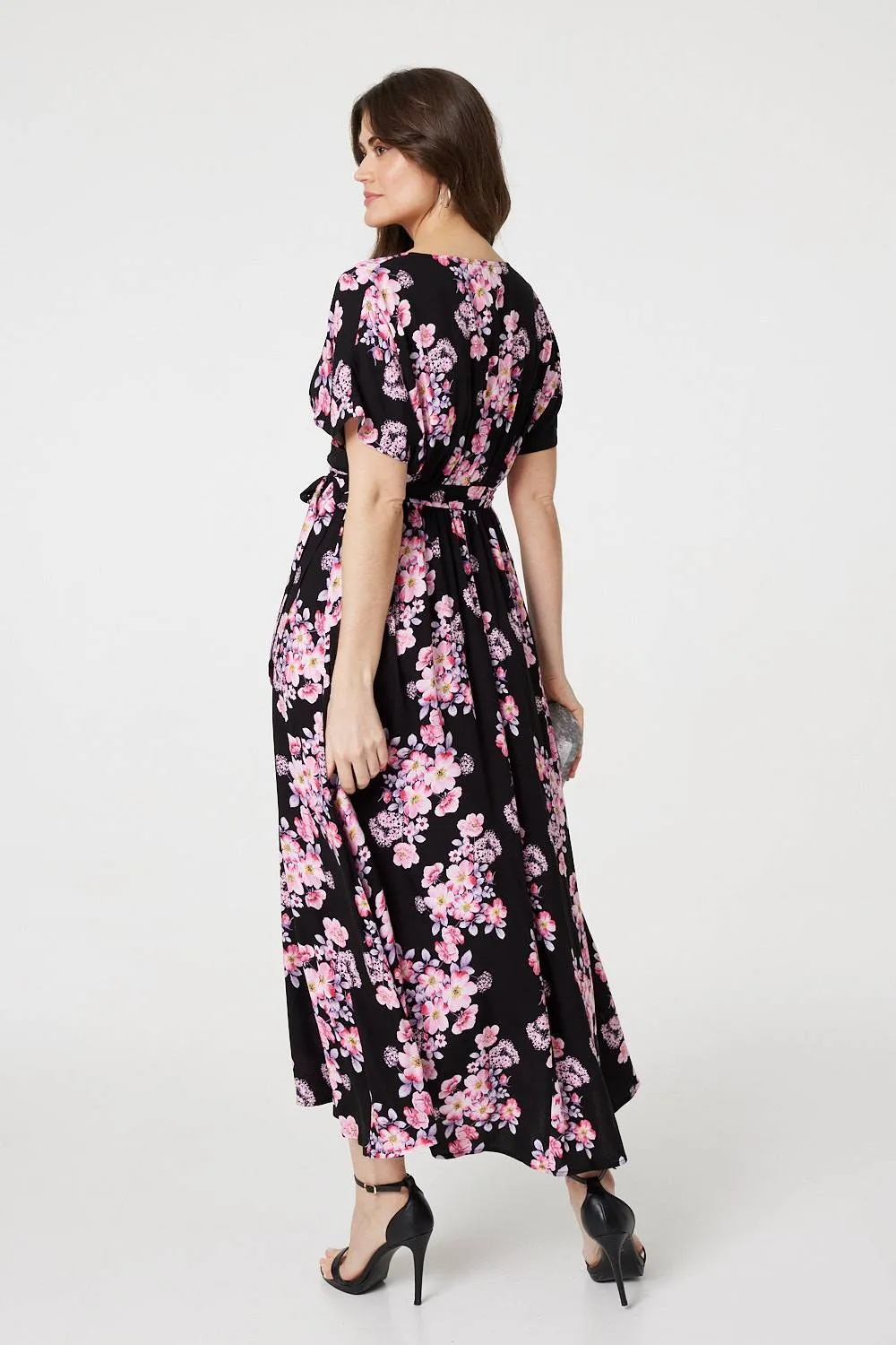 Floral V-Neck Maxi Dress with Belt