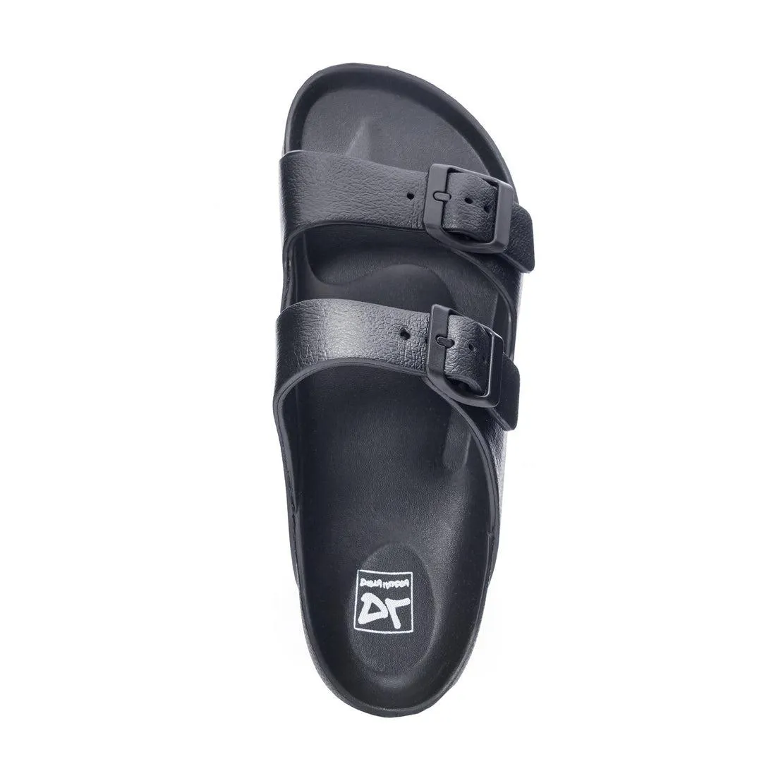 Genavive Jelly Pool Slide Buckle Flatform Sandal - Black