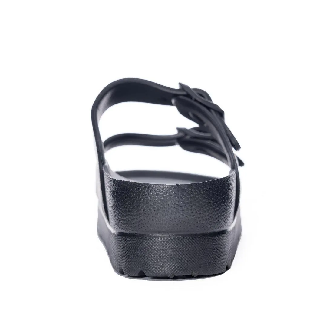 Genavive Jelly Pool Slide Buckle Flatform Sandal - Black