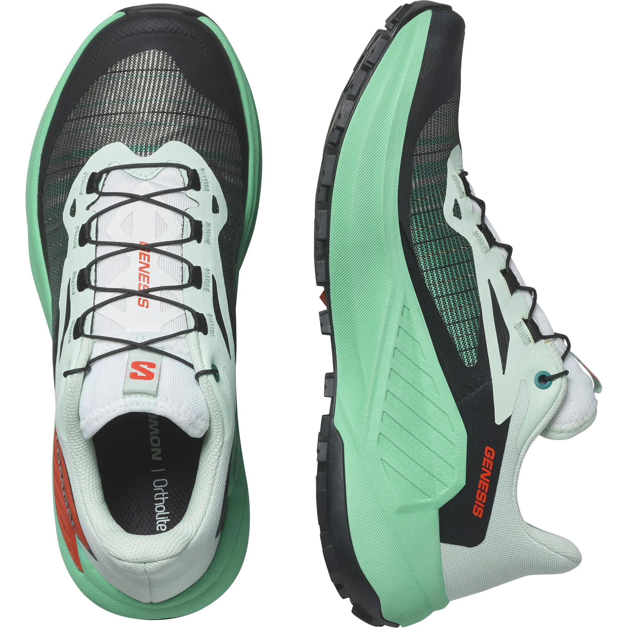 GENESIS Women Trail Running Shoes Bay/Electric Green/Cherry Tomato