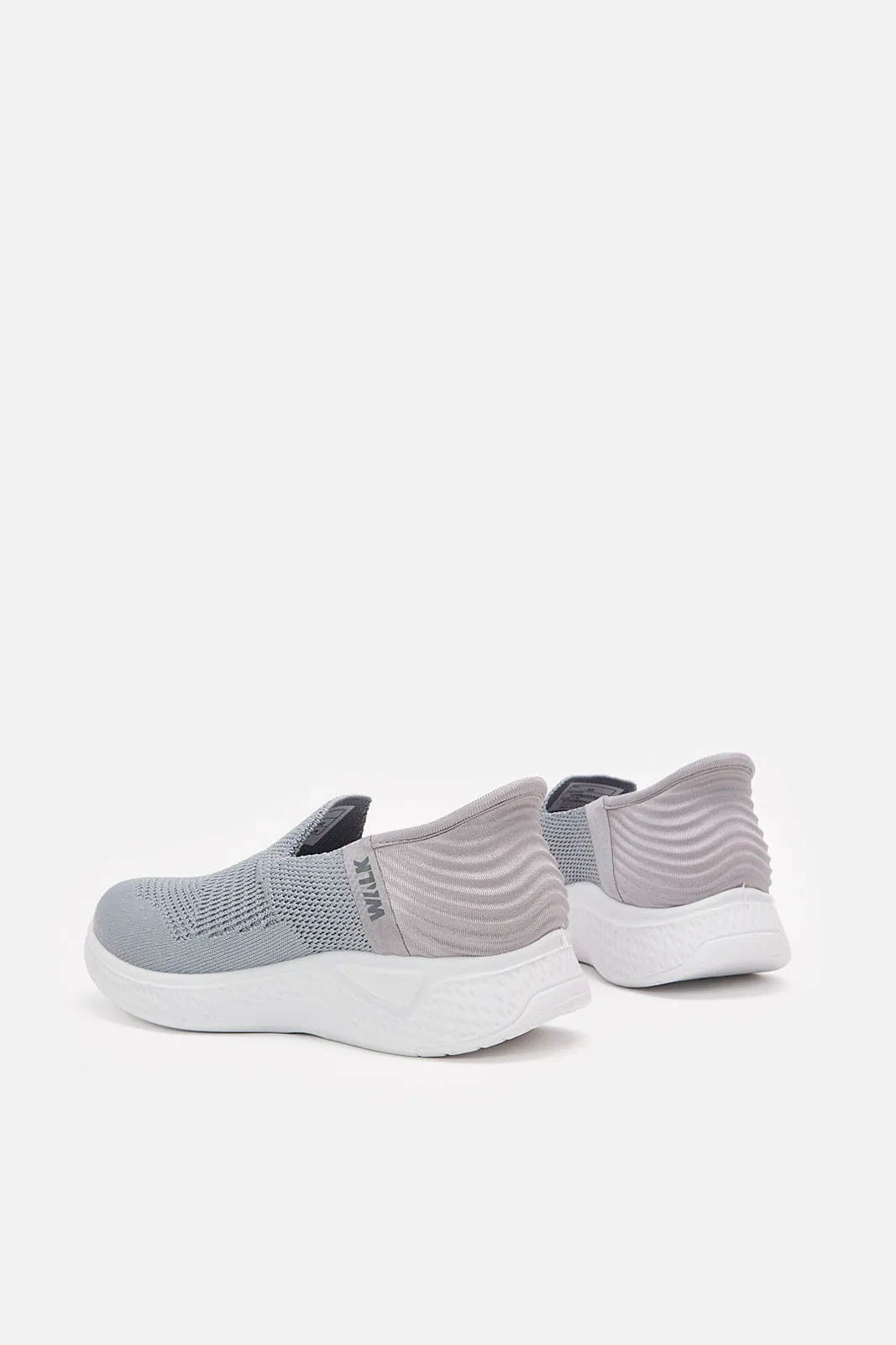 Girls Grey Textured Slip-On Sneakers