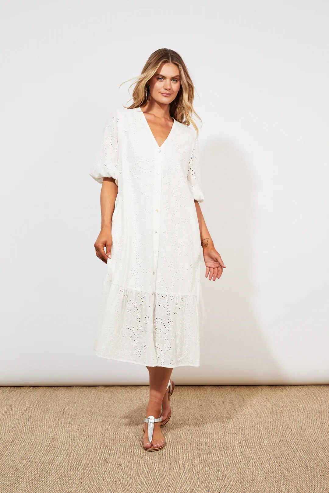 Haven Naxos Broderie Anglaise Dress - Coconut