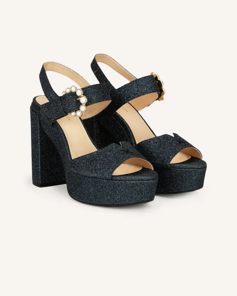 Jasmine Navy Glitter Platform Sandals