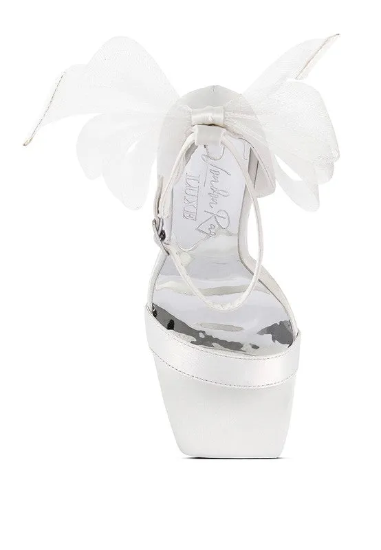 Kiri Satin Clear High Heeled Bow Sandals