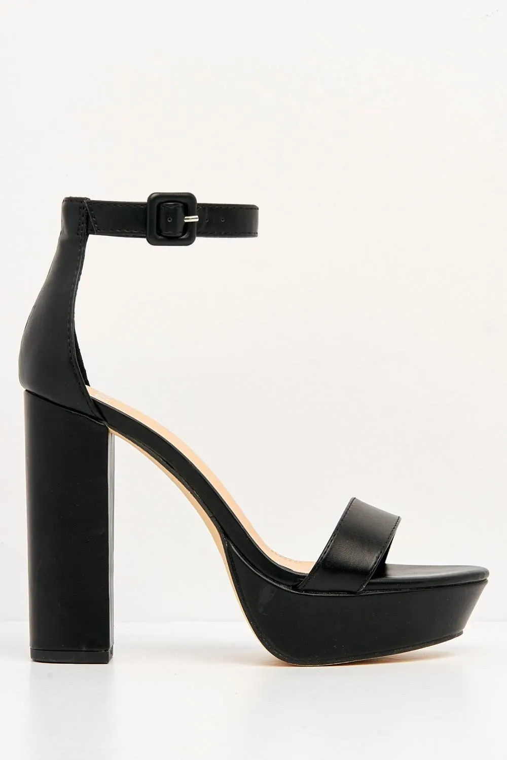 Ladysmith Plain Band Platform Anklestrap Sandal in Black