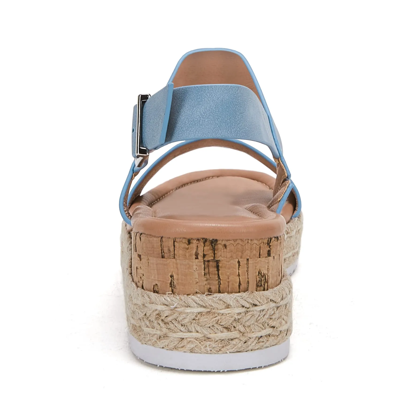 LAICIGO Open Toe Wedge Platform Espadrilles Ankle Strap Buckle Faux Leather Cork Rubber Summer Sandals