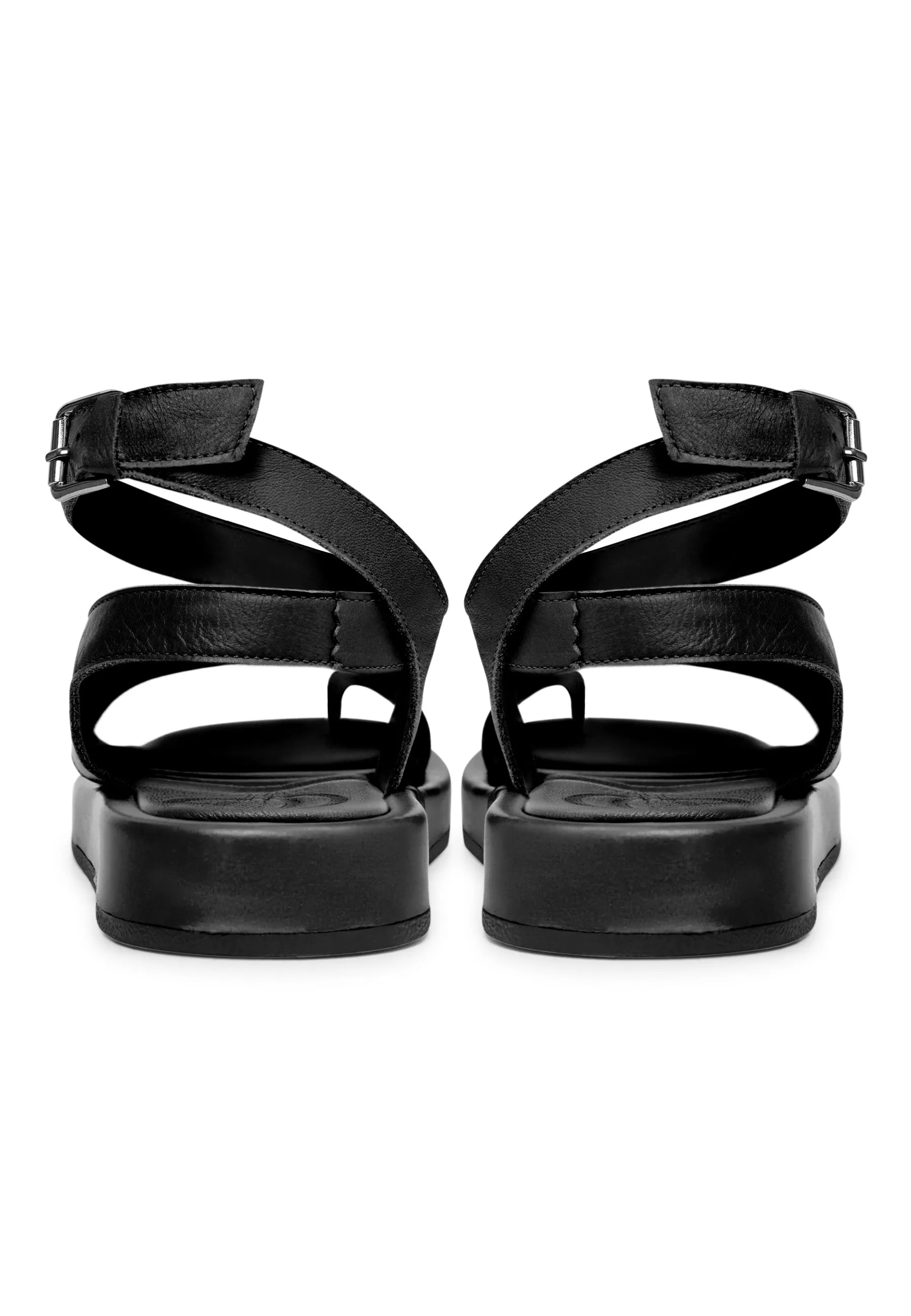 Leather Platform Sandals - Black