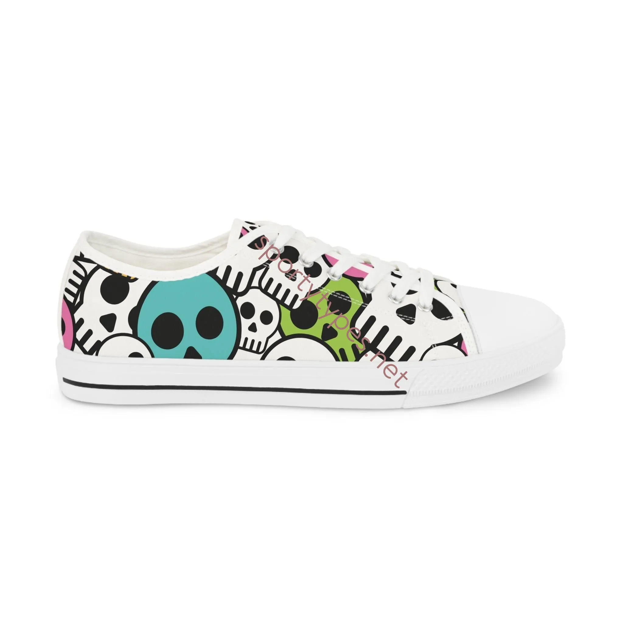 Men's Skull Print Canvas Low Top Sneakers