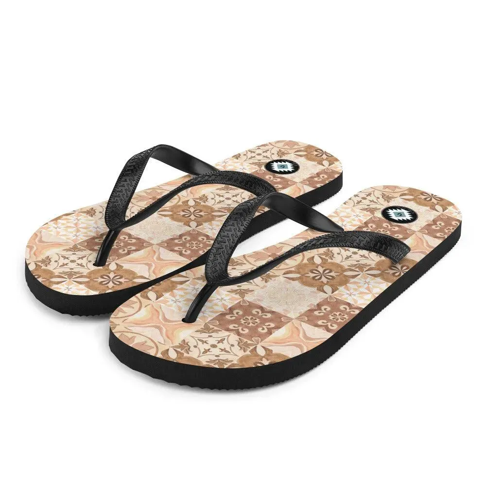 Moroccan Desert Tile Flip Flops