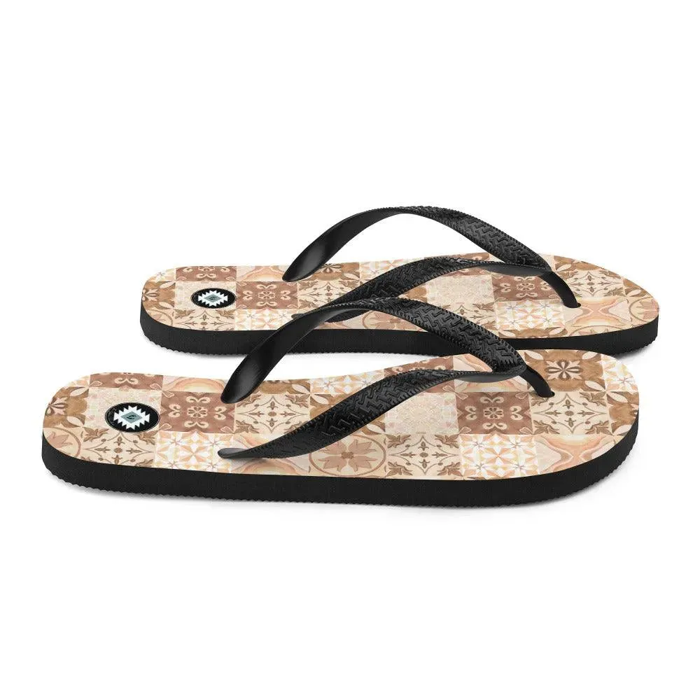 Moroccan Desert Tile Flip Flops