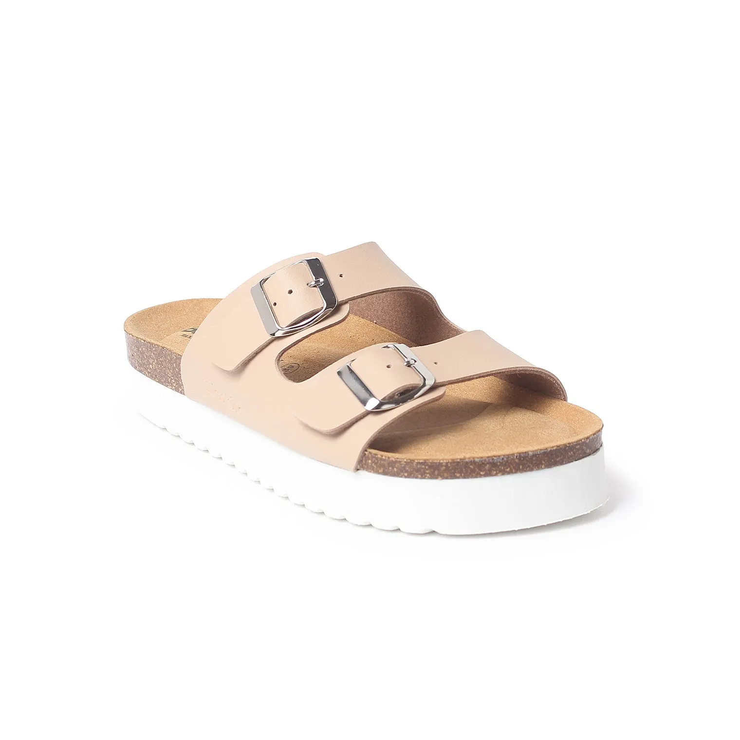 Muro Two-Strap Vegan Leather Platform Cork Sandal - Nude