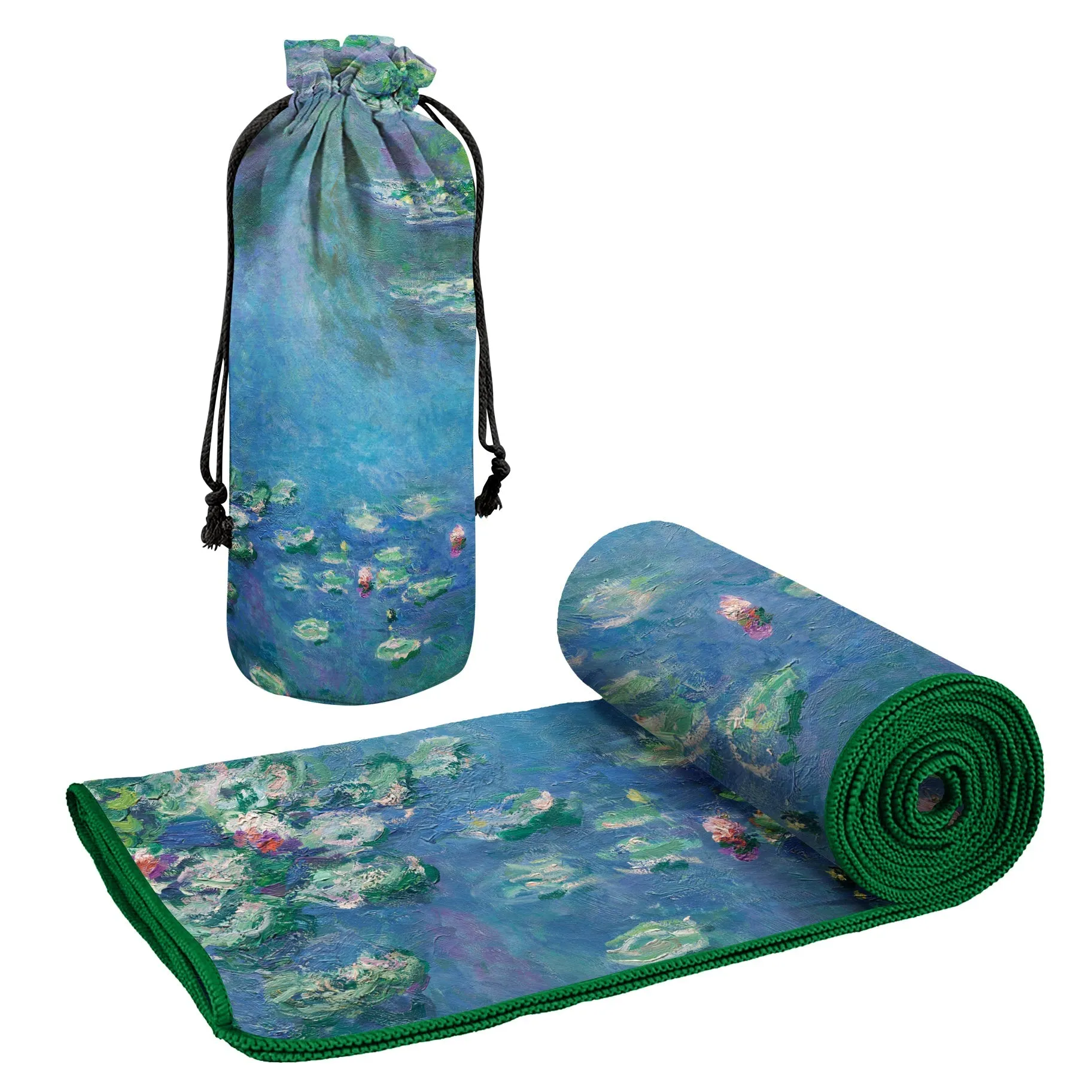 Oversized Beach Towel 40x63" - Microfiber, Quick-Dry, Monet Water Lilies