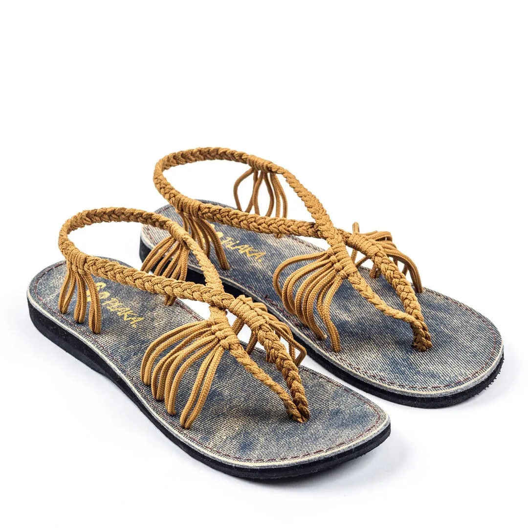 Plaka Yellow Seashell Flat Sandal