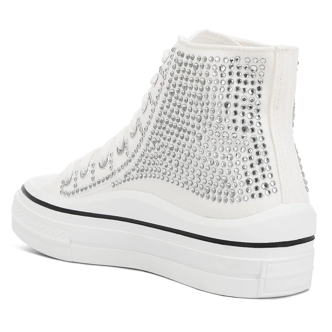 Rhinestone Embellished Ankle-Length Sneakers