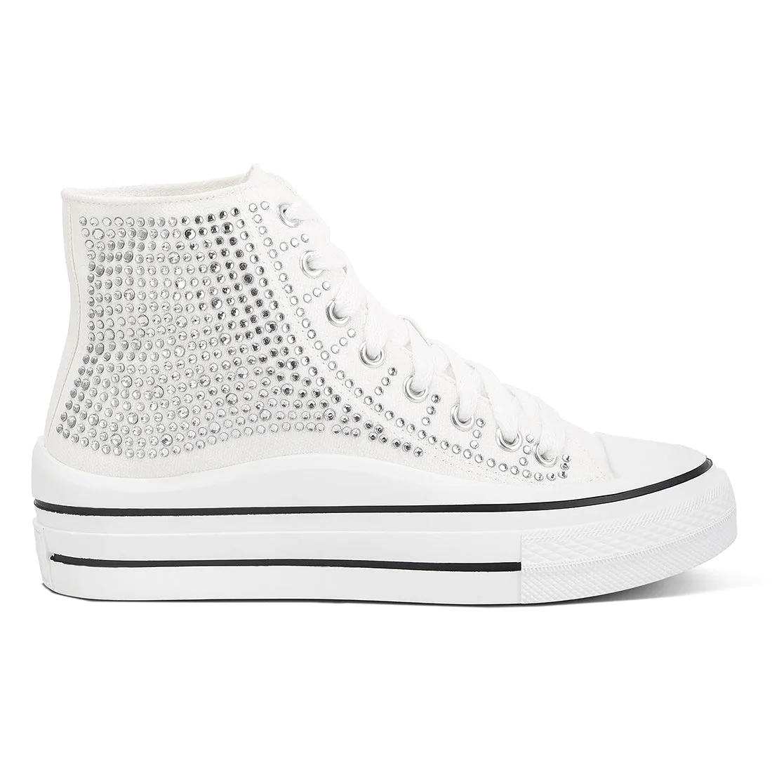 Rhinestone Embellished Ankle-Length Sneakers