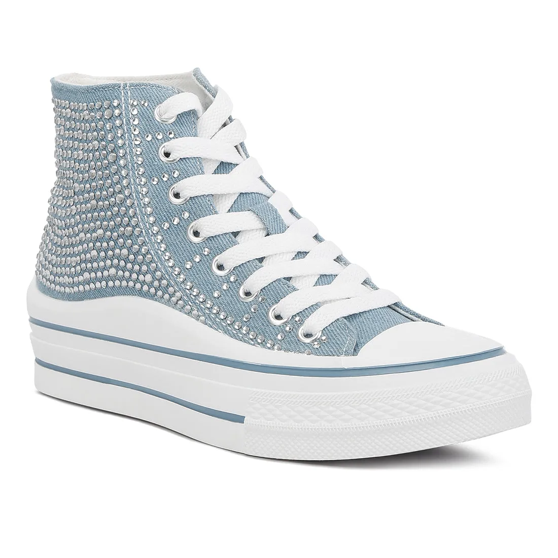 Rhinestone Embellished Ankle-Length Sneakers