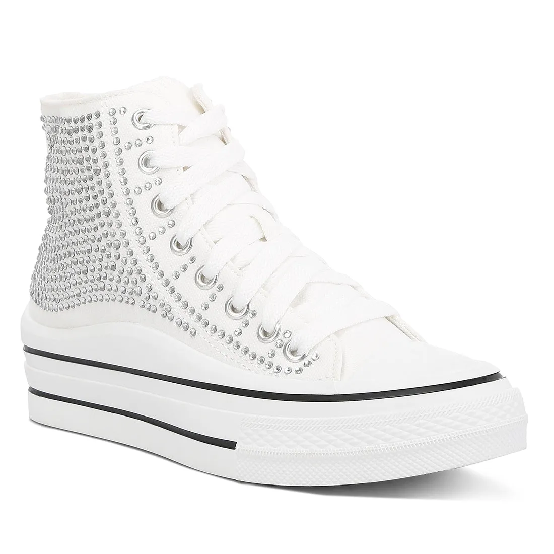 Rhinestone Embellished Ankle-Length Sneakers