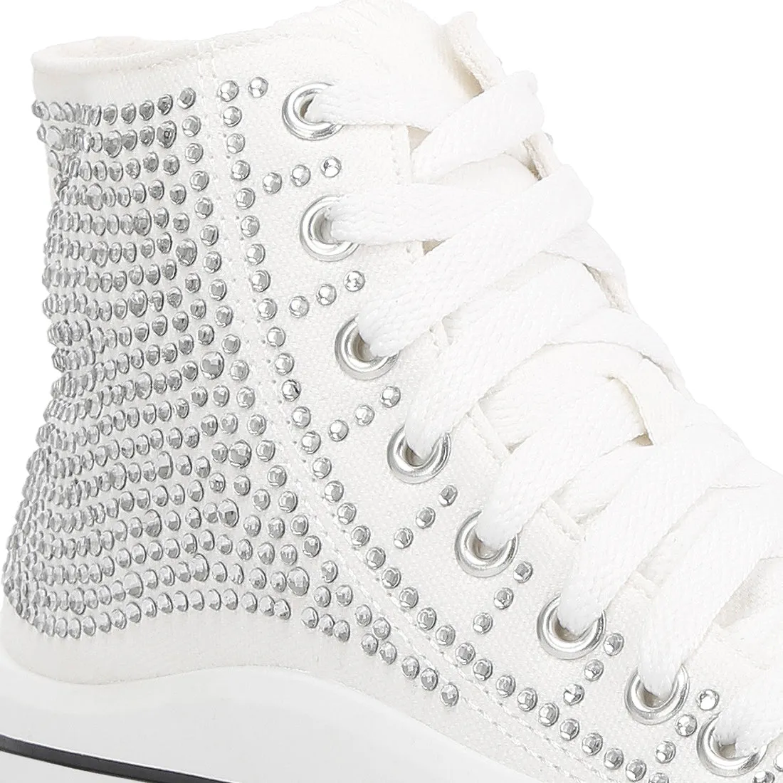 Rhinestone Embellished Ankle-Length Sneakers