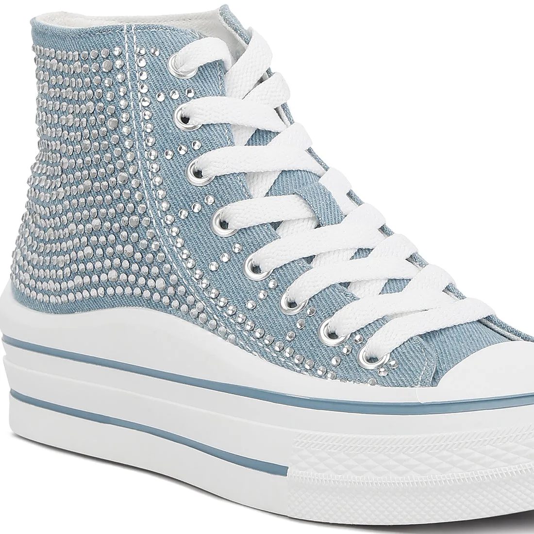 Rhinestone Embellished Ankle-Length Sneakers