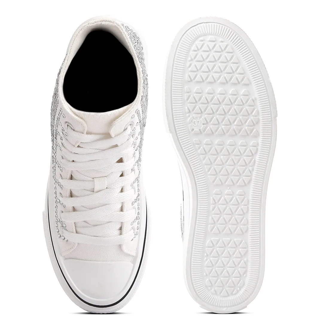 Rhinestone Embellished Ankle-Length Sneakers