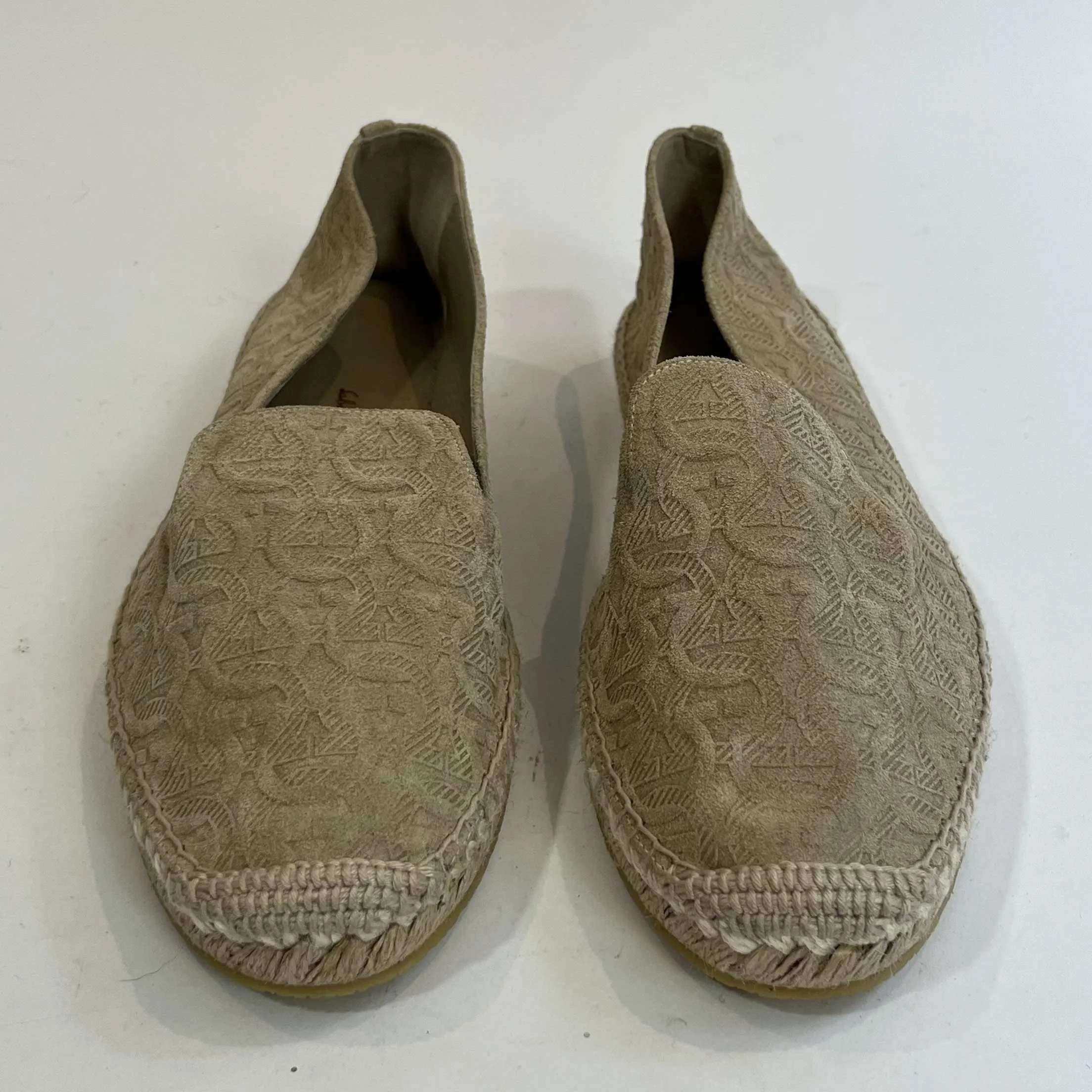 Salvatore Ferragamo £365 Embossed Tan Suede Espadrilles 38