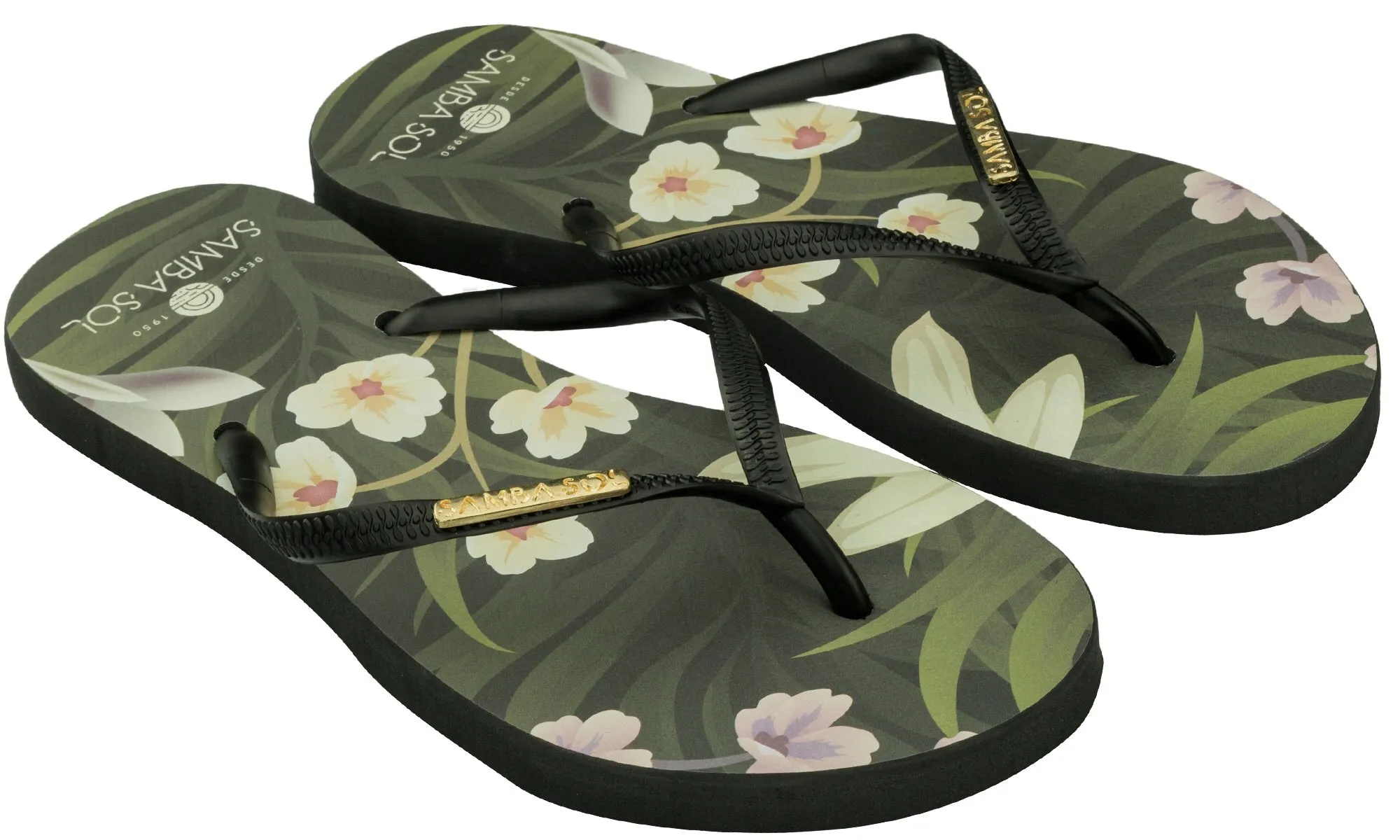 Samba Sol Women’s Fashion Collection Flip Flops - Flowers