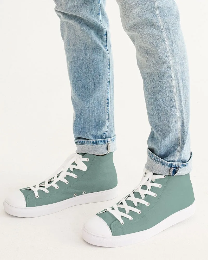 Shaded Pale Pastel Green Gray High-Top Canvas Sneakers | Men's | C30M0Y22K30