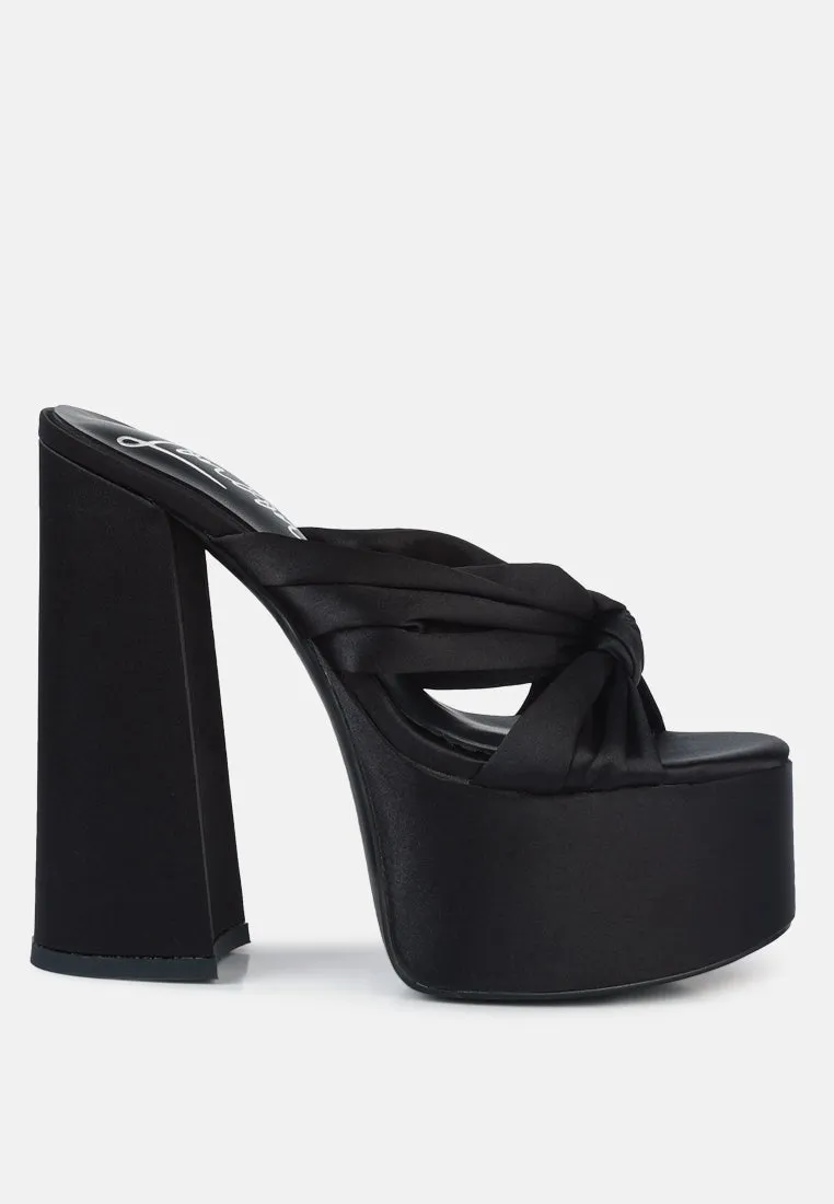 Strobing Knotted Chunky Platform Heels