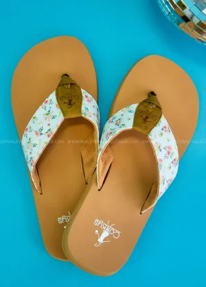 Summer Break Flip Flops by Corkys - White Ditzy Flower - FINAL SALE