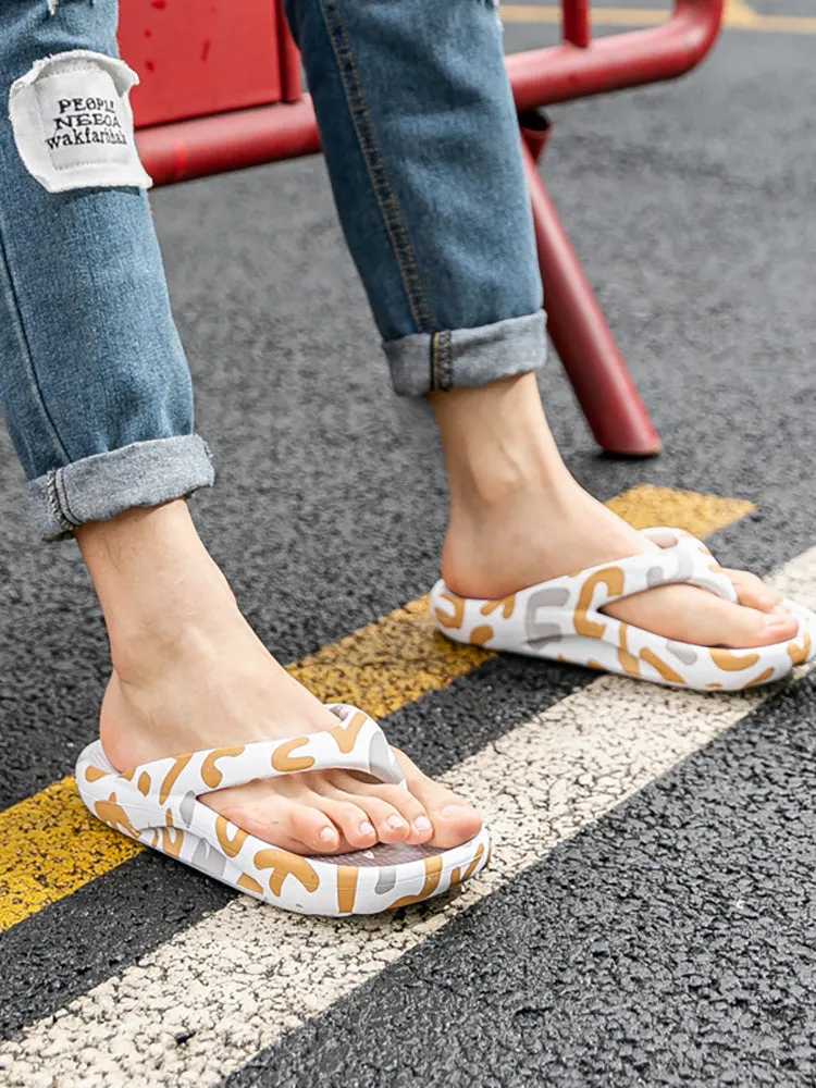 Thick-Soled Print Flip-Flops Waterproof Clip-On Slipper&Sandals