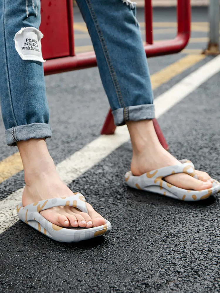 Thick-Soled Print Flip-Flops Waterproof Clip-On Slipper&Sandals