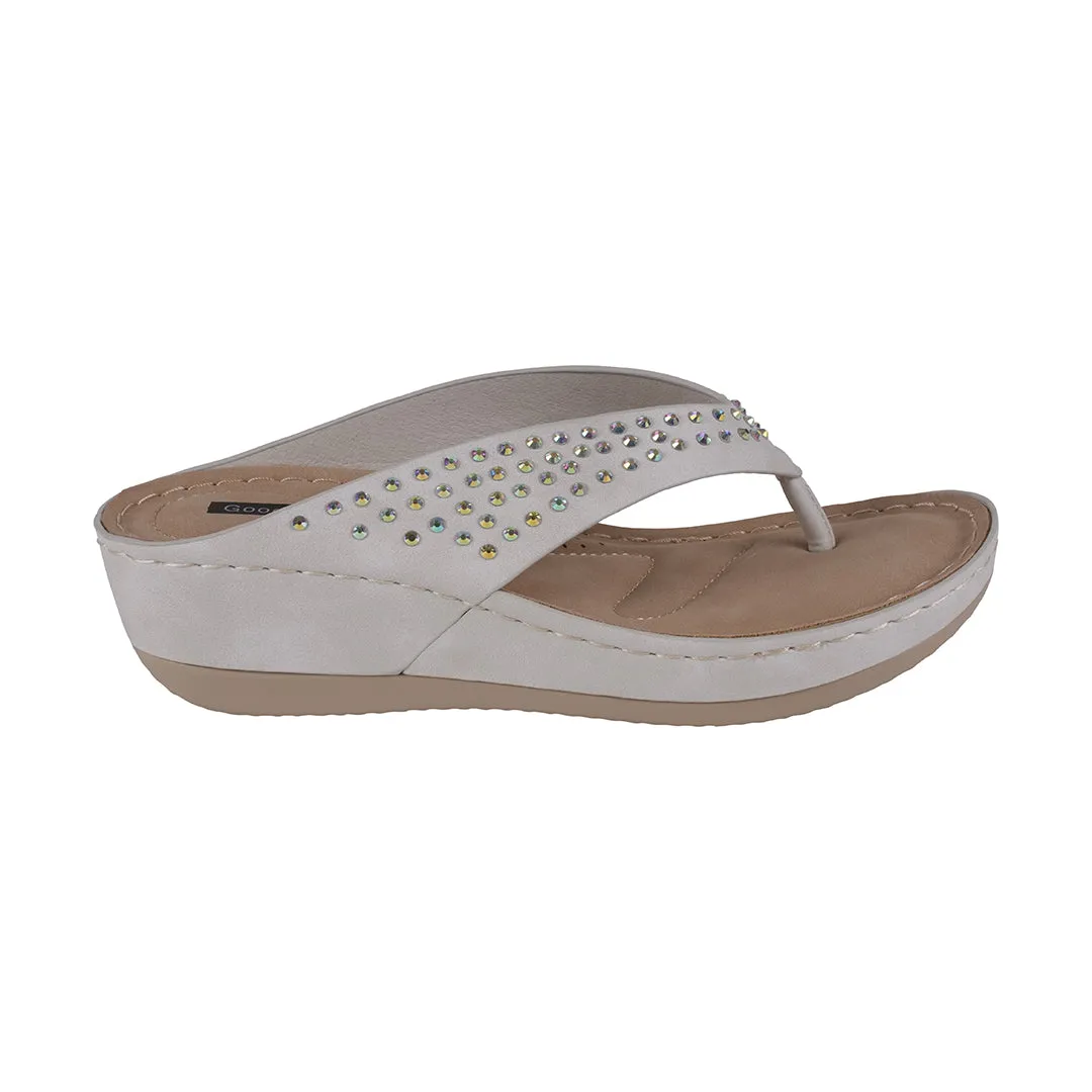 Tiana White Embellished Comfort Wedge Sandals