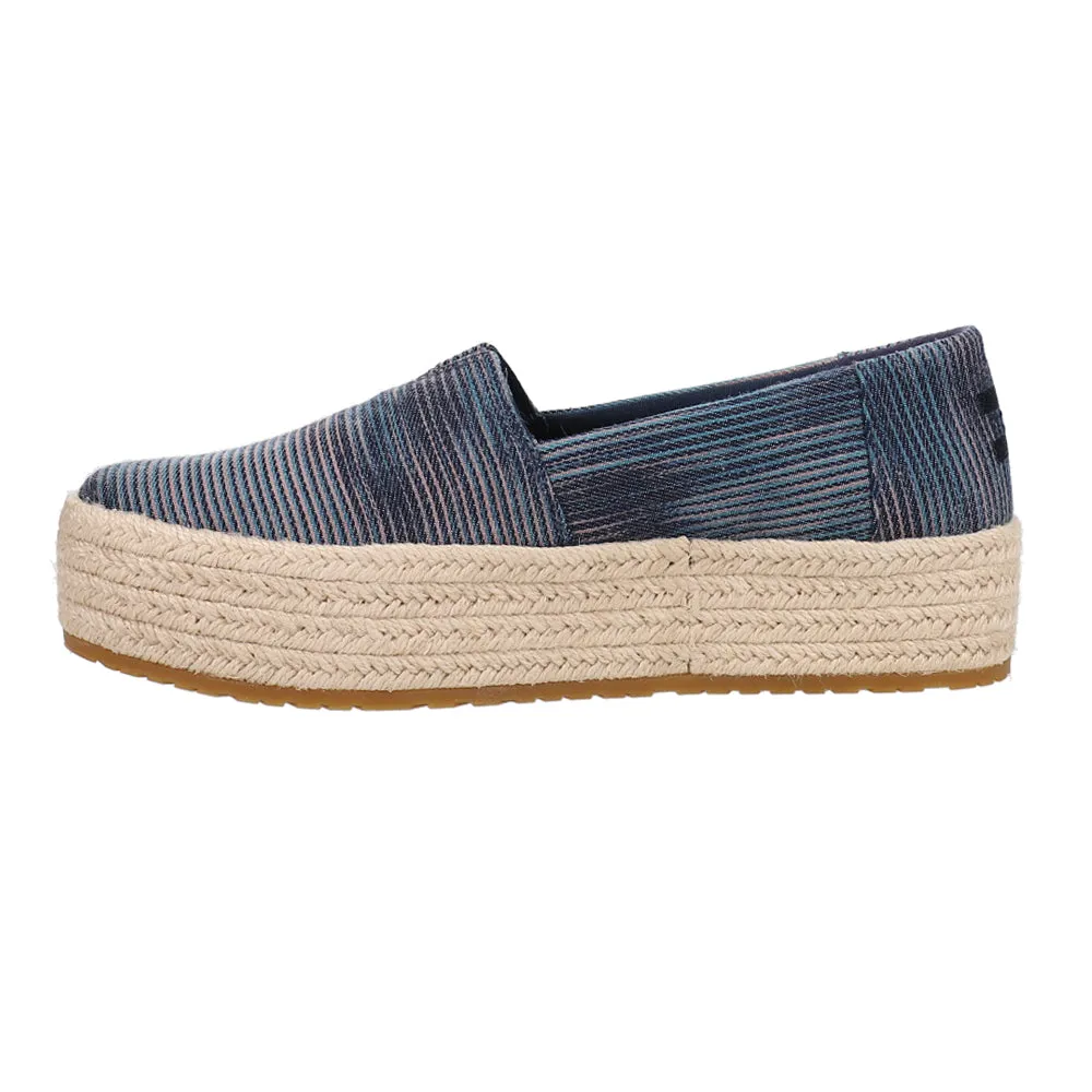 Valencia Denim Slip On Plaform Espadrille Flats