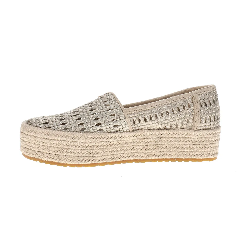 Valencia Metallic Woven Platform Espadrille Flats