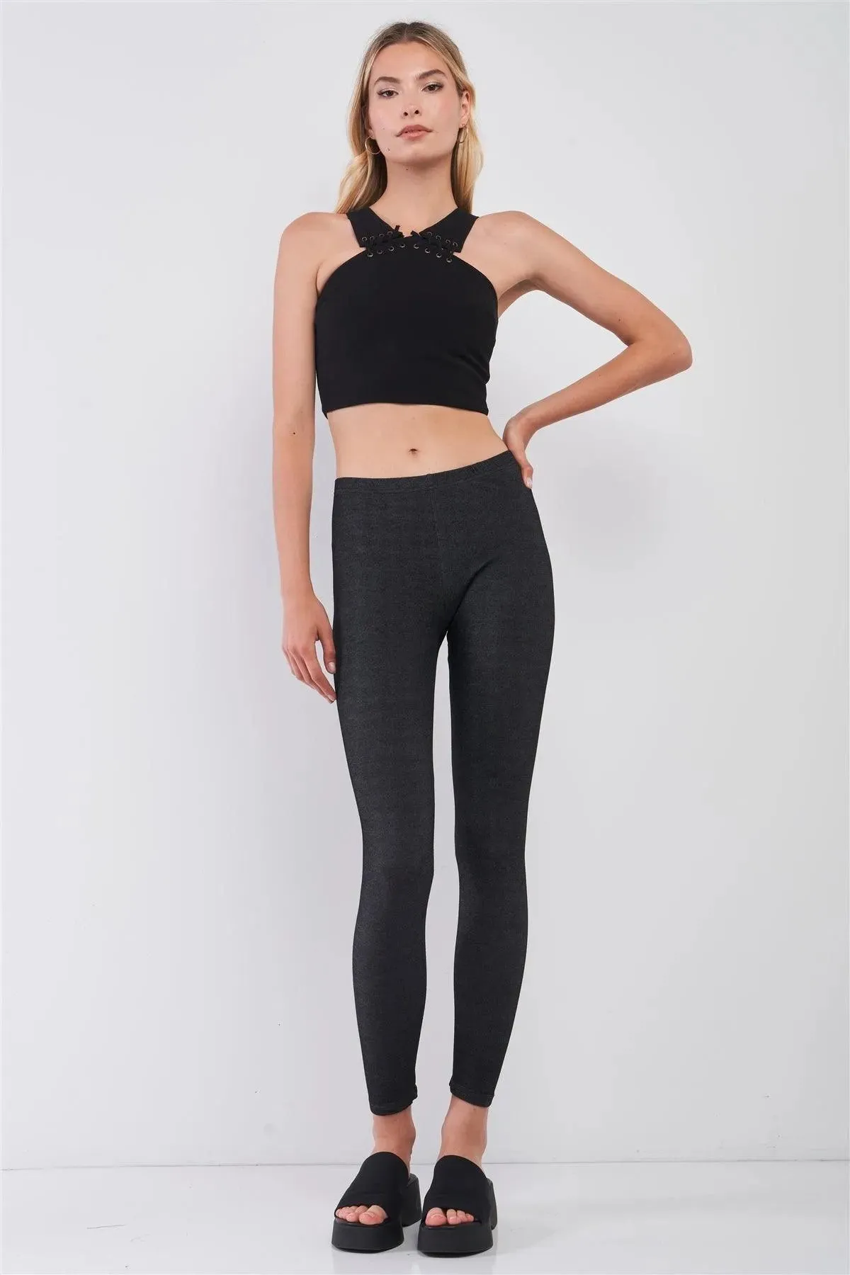 Washed Black Skinny Fit Yoga Workout Leggings