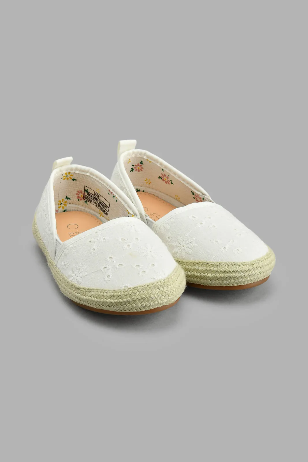 White Embroidered Espadrille