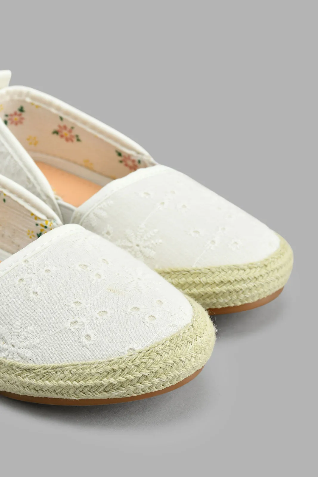 White Embroidered Espadrille