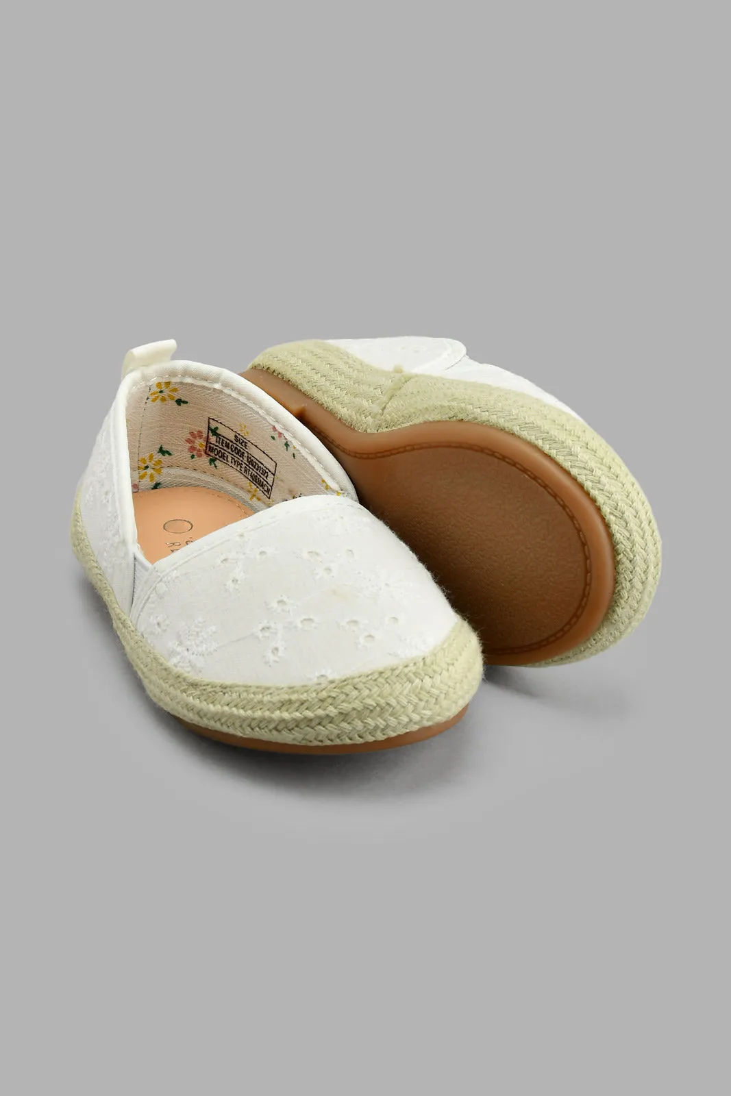 White Embroidered Espadrille